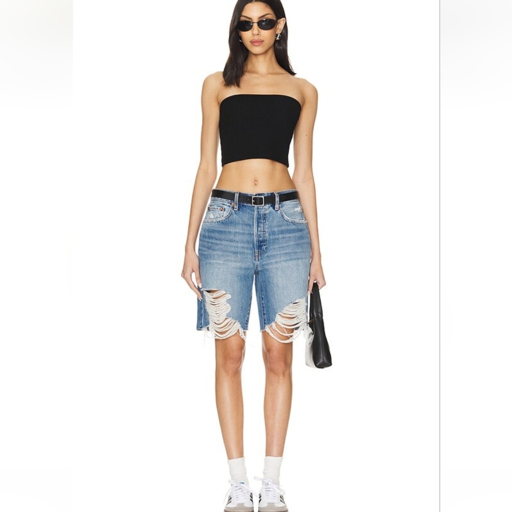 New With Tag RE/DONE Loose Long Denim Short Minerva Destroy Size 26